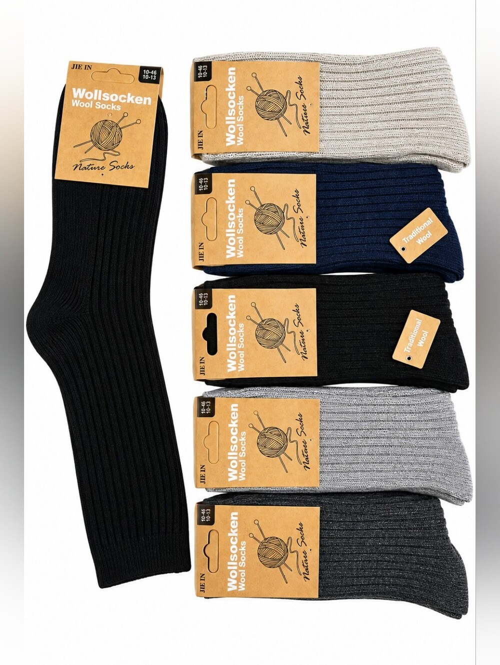 Men’s Wool Blend Socks 6 Pairs Warm Winter Thermal Crew Socks Size 10-13